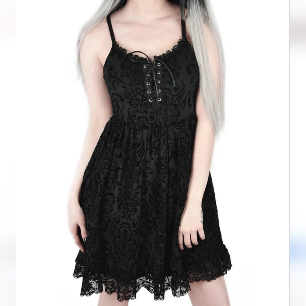 Vintage Killstar scarlight pentagrams gothic babydoll dress size L